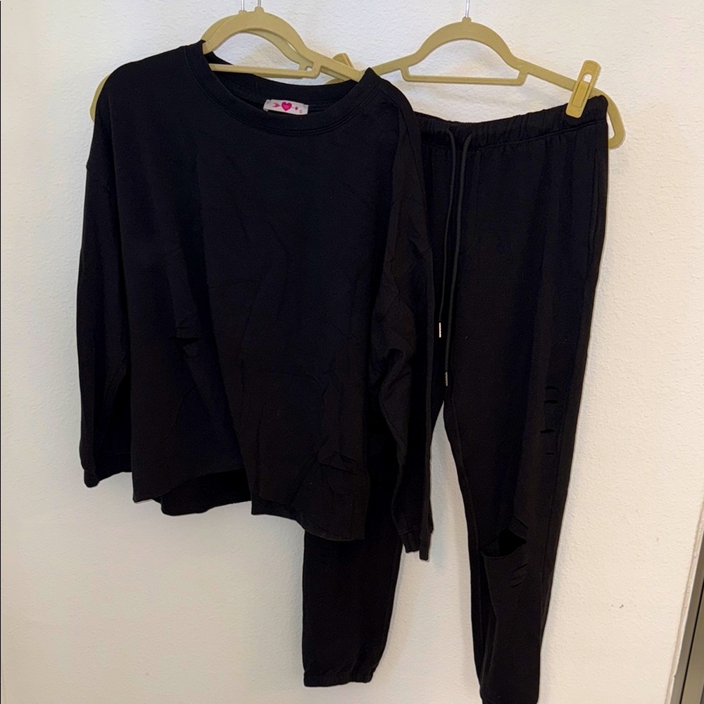 BuddyLove Black distressed Sweatshirt and Joggers Set
